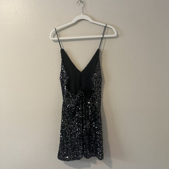 Lulus Black Sequin Sparkly Holiday New Years Mini Dress S Backless Sexy Club Hot - Picture 6 of 8